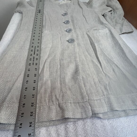 Habitat Womens Linen Button Front Tunic Jacket Medium Gray Pockets Lightweight - Picture 10 of 10